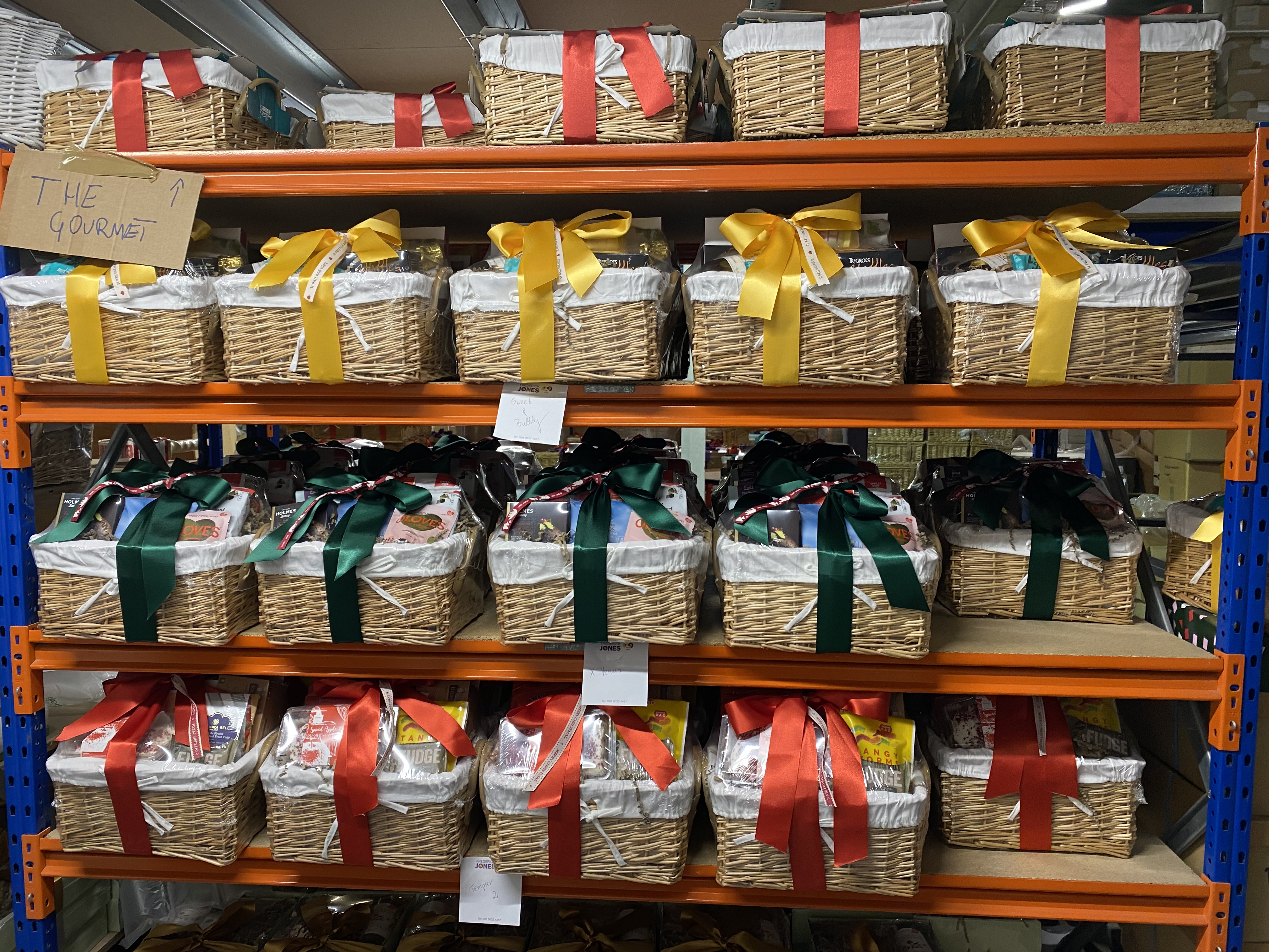 Professional Gift Baskets on rack