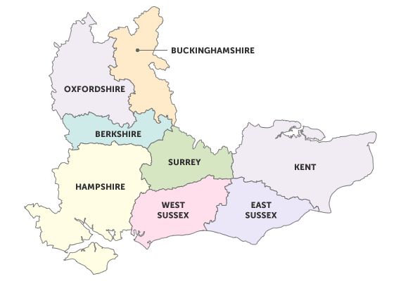Map of South East England Region