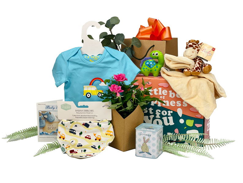Baby Boy Gift Box With Flowers