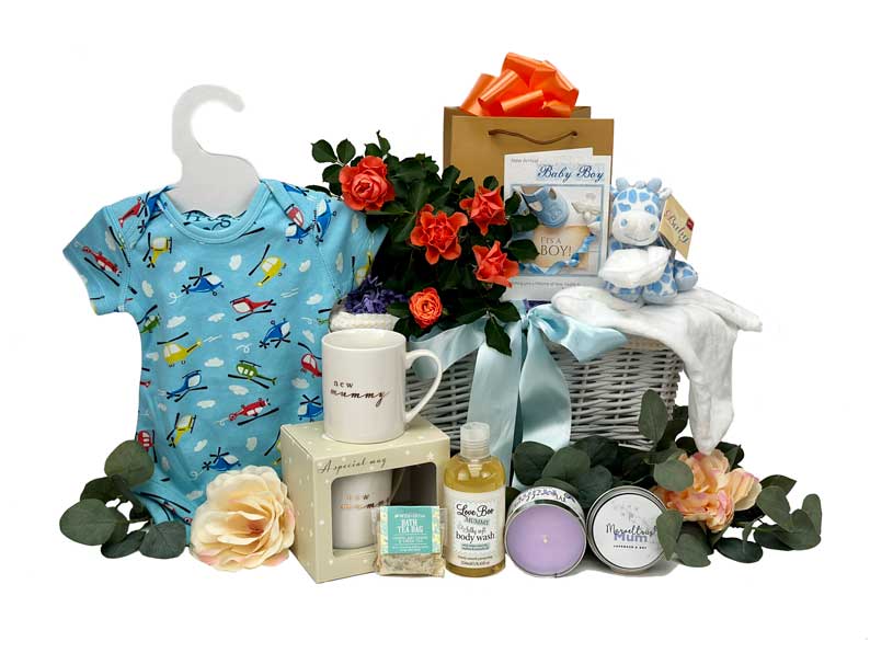 Blooming Mummy and Baby Boy Gift Basket
