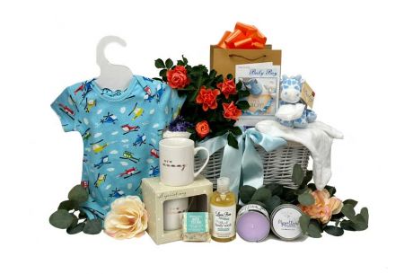 Blooming Mummy and Baby Boy Gift Basket